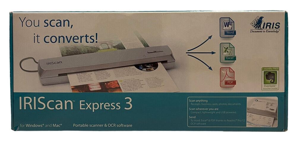 IRIScan Express 3 Portable Scanner - Sheetfed, 600 dpi, USB - 457484 Nos -Sealed